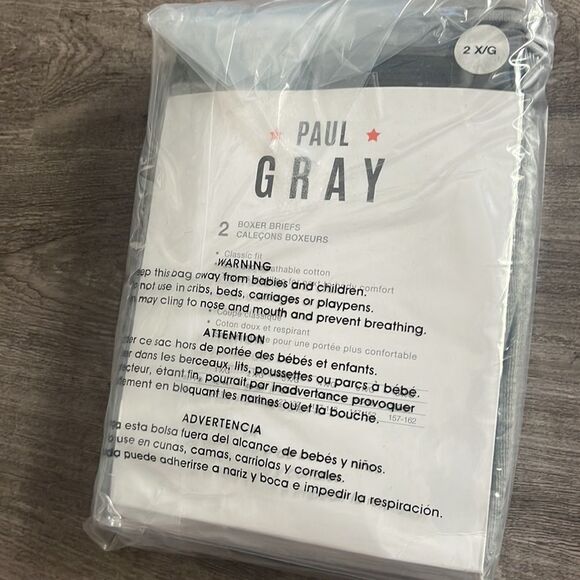 Paul Gray Big and Tall Two-Pack Regular Rise Boxer Briefs-GREY HEATHER-2X - Picture 3 of 3